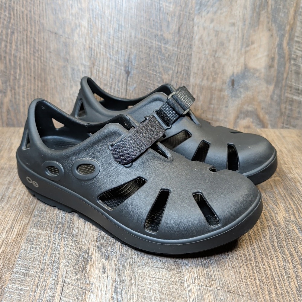OOFOS OOcandoo Recovery Shoes Womens Size 7 Mens 5 Black Comfort Sandals